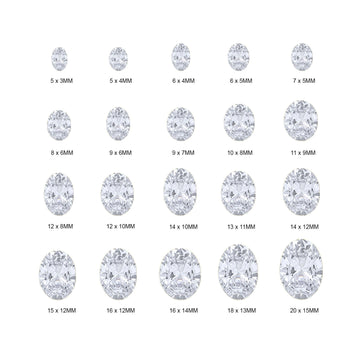 (Pack of 5) Oval White Simulated Cubic Zirconia